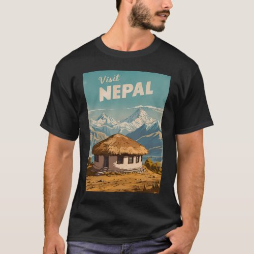 Vintage Travel Nepal Himalayas Retro Scenic  T_Shirt