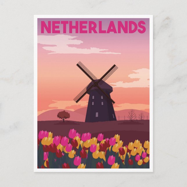 Vintage travel Netherlands Holland retro  Postcard (Front)