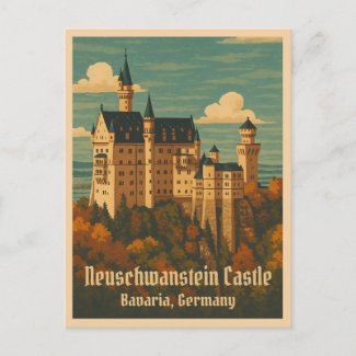 Vintage Travel Neuschwanstein Castle Germany Retro