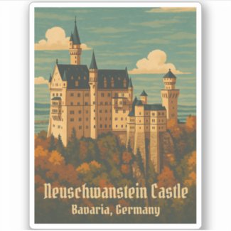 Vintage Travel Neuschwanstein Castle Germany Retro