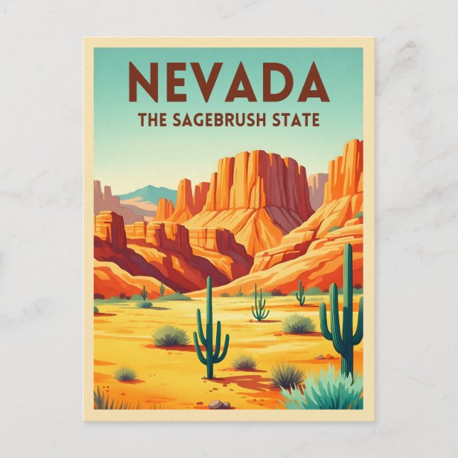 Vintage Travel Nevada Nature Landscape Retro Postcard (Front)