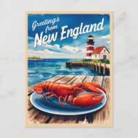 Vintage Travel New England Coastal Retro Scenic