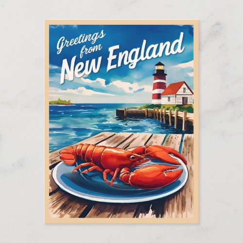 Vintage Travel New England Coastal Retro Scenic Postcard