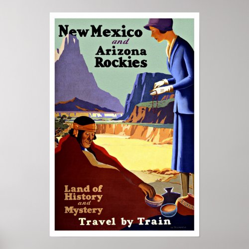 Vintage Travel New Mexico and Arizona Rockies Poster