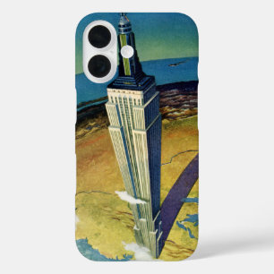 Vintage Travel New York City Empire State Building iPhone 16 Case