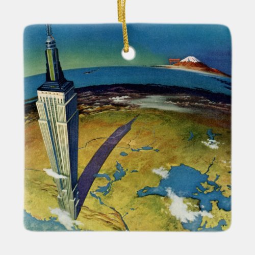 Vintage Travel New York City Empire State Building Ceramic Ornament