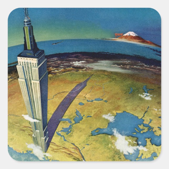 Vintage Travel New York City Empire State Building Square Sticker (Front)