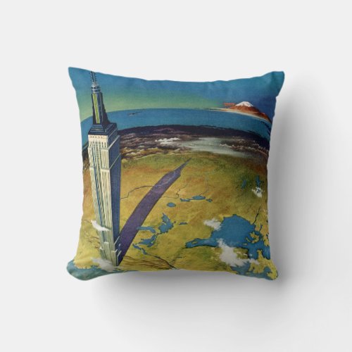 Vintage Travel New York City Empire State Building Throw Pillow