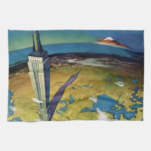 Vintage Travel New York City Empire State Building Towel