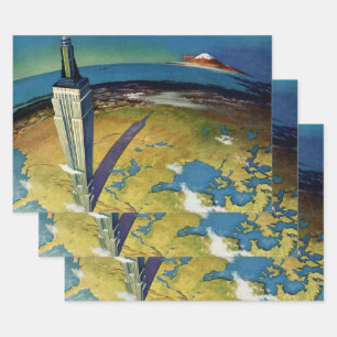 Vintage Travel New York City Empire State Building Wrapping Paper Sheets