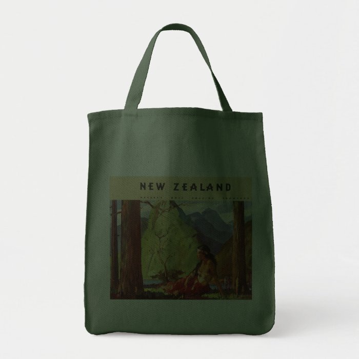 Vintage Travel, New Zealand Landscape Native Woman Bags