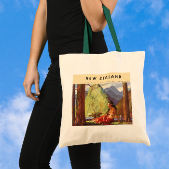 Vintage Travel  New Zealand Landscape Native Woman Tote Bag by YesterdayCafe at Zazzle