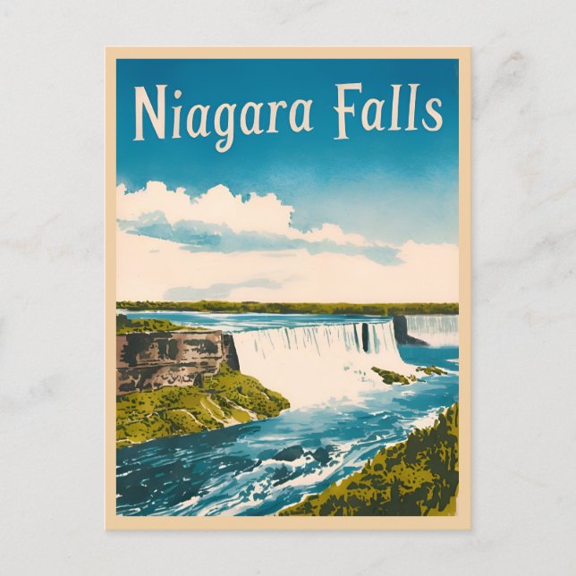 Vintage Travel Niagara Falls Retro Scenic Postcard (Front)
