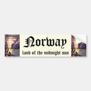 Vintage Travel, Norway Fjord Land of Midnight Sun Bumper Sticker