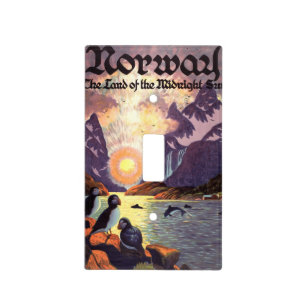 Vintage Travel, Norway Fjord Land of Midnight Sun Light Switch Cover