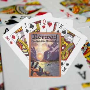 Vintage Travel, Norway Fjord Land of Midnight Sun Poker Cards