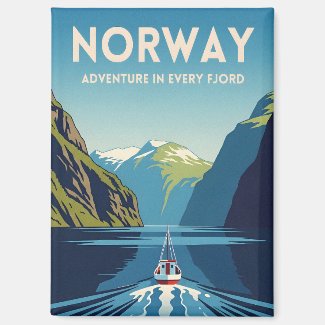 Vintage Travel Norway Fjord Retro Landscape