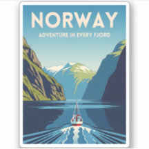 Vintage Travel Norway Fjord Retro Landscape