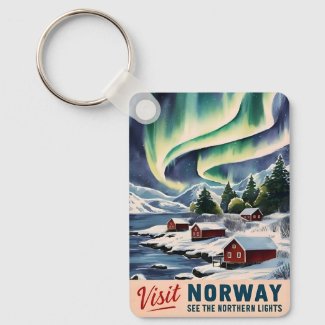 Vintage Travel Norway Northern Lights Retro Scenic