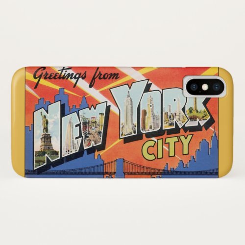 Vintage Travel NYC Greetings from New York City iPhone X Case