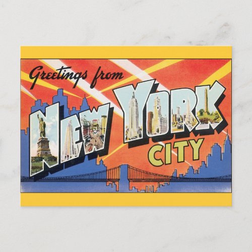 Vintage Travel NYC Greetings from New York City Postcard