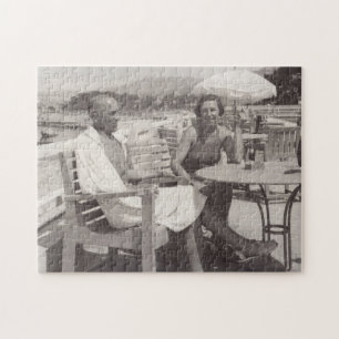 Vintage travel old sepia photo Cannes France 1930s Jigsaw Puzzle