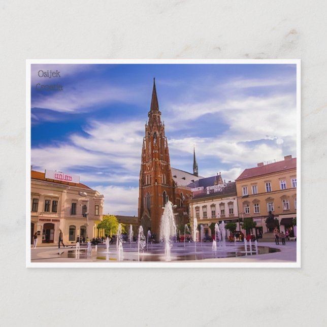 vintage travel Osijek Croatia city cathedral  Postcard (Front)
