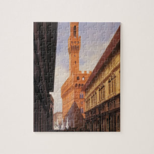 Vintage Travel, Palazzo Vecchio, Florence, Italy Jigsaw Puzzle