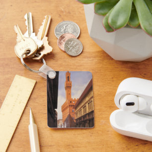 Vintage Travel, Palazzo Vecchio, Florence, Italy Keychain
