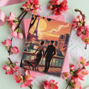 Vintage Travel Paris Eiffel Tower Cute Birthday  Holiday Postcard
