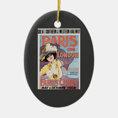 Vintage Travel Paris in London Railroad Woman Ceramic Ornament