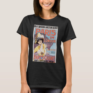 Vintage Travel, Paris in London Railroad Woman T-Shirt