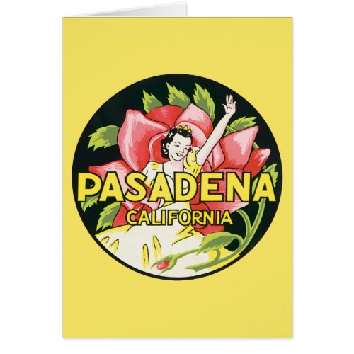 Vintage Travel Pasadena California Lady and Rose