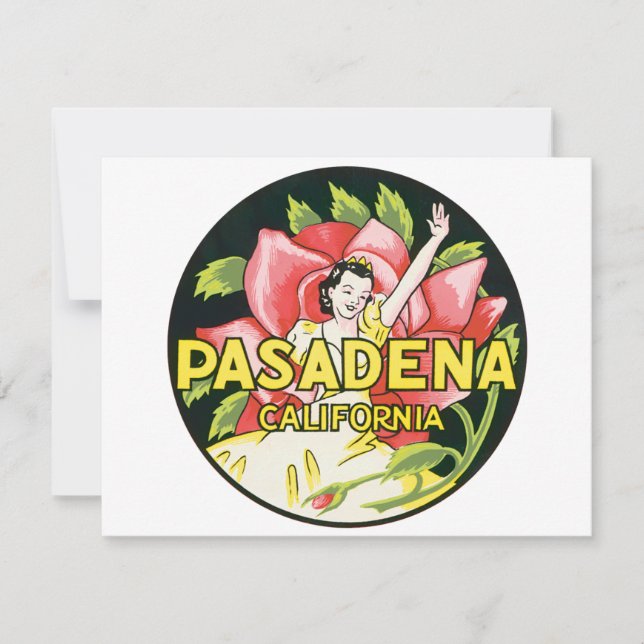 Vintage Travel, Pasadena California, Lady and Rose (Front)