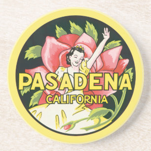 Vintage Travel, Pasadena California, Lady and Rose Drink Coaster