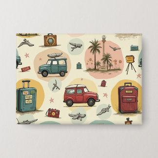 Vintage Travel Pattern Buttons