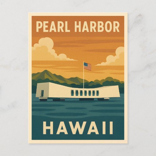 Vintage Travel Pearl Harbor Memorial Hawaii Retro Postcard Vintage Travel Pearl Harbor Memorial Hawaii Retro Postcard