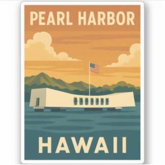 Vintage Travel Pearl Harbor Memorial Hawaii Retro