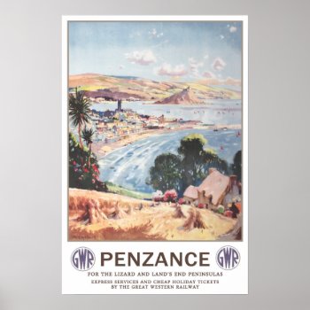 Vintage Travel Penzance. Poster by ContinentalToursist at Zazzle