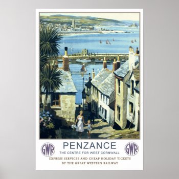 Vintage Travel Penzance. Poster by ContinentalToursist at Zazzle