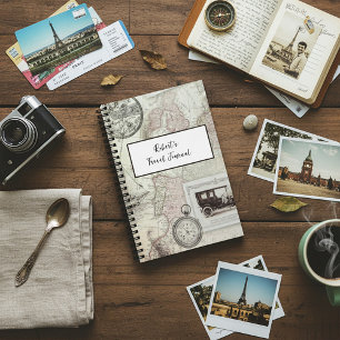 Vintage travel personalized notebook