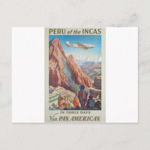 Vintage Travel Peru Postcard