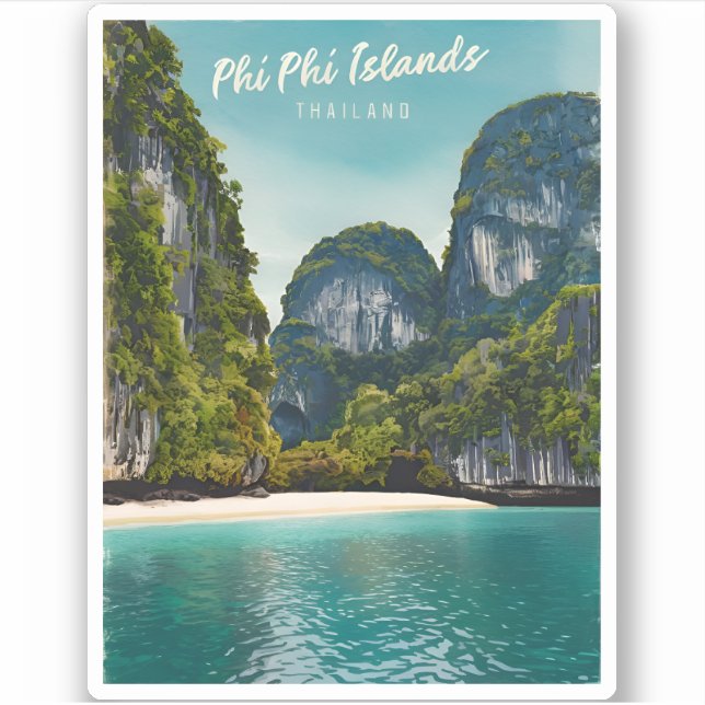 Vintage Travel Phi Phi Islands Thailand Retro Sticker (Front)