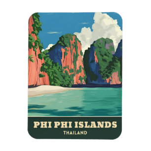 Vintage Travel Phi Phi Islands Thailand Seaside Magnet
