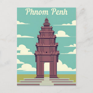 vintage travel Phnom penh Cambodia Angkor Wat Postcard