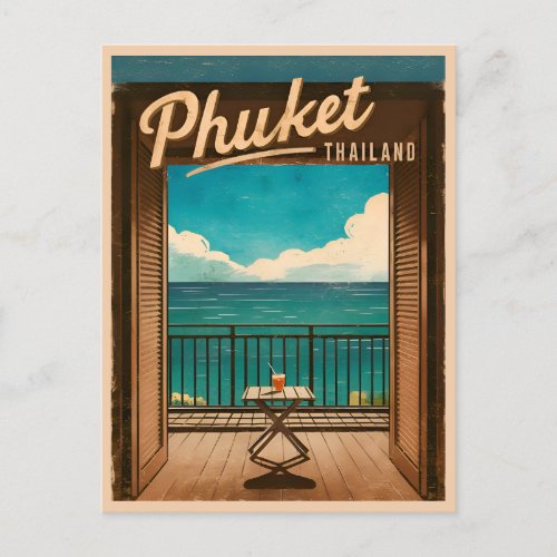 Vintage Travel Phuket Thailand Retro Scenic Postcard