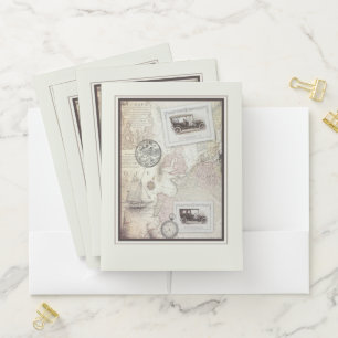 Vintage travel pocket folder