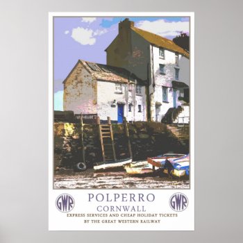 Vintage Travel  Polperro. Poster by ContinentalToursist at Zazzle