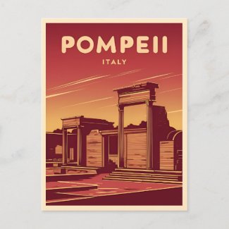 Vintage Travel Pompeii Italy Retro Graphic