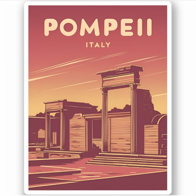 Vintage Travel Pompeii Italy Retro Graphic Sticker (Front)